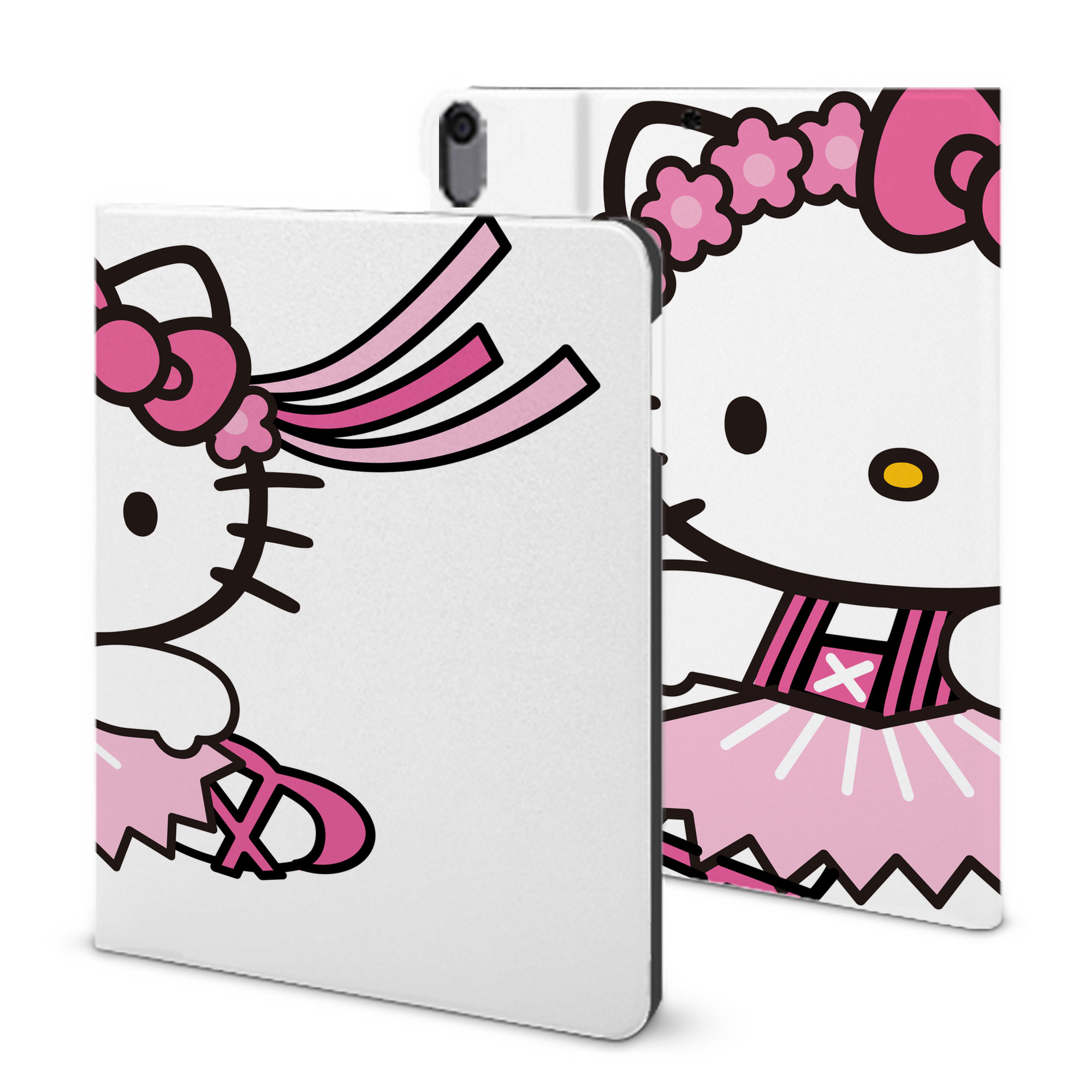 （画像用） Hello Kitty ハローキティ IPad ケース ブック型 PUレザー TPU 耐衝撃 軽量 薄型 ペン収納なし 全面保護 IPad 各モデル対応